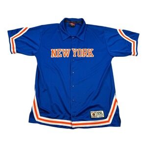 Vtg 90's New York Knicks Button Warm Up Jersey New York Classics Blue Size XXL